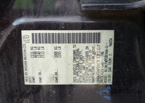 2013 Nissan Maxima 3.5 Sv z USA, uszkodzony, nr VIN 1N4AA5AP2DC818107